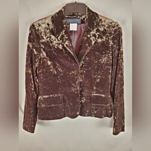 Vintage Collection Harvé Benard Chocolate Crushed Velvet Blazer Jacket Size 4